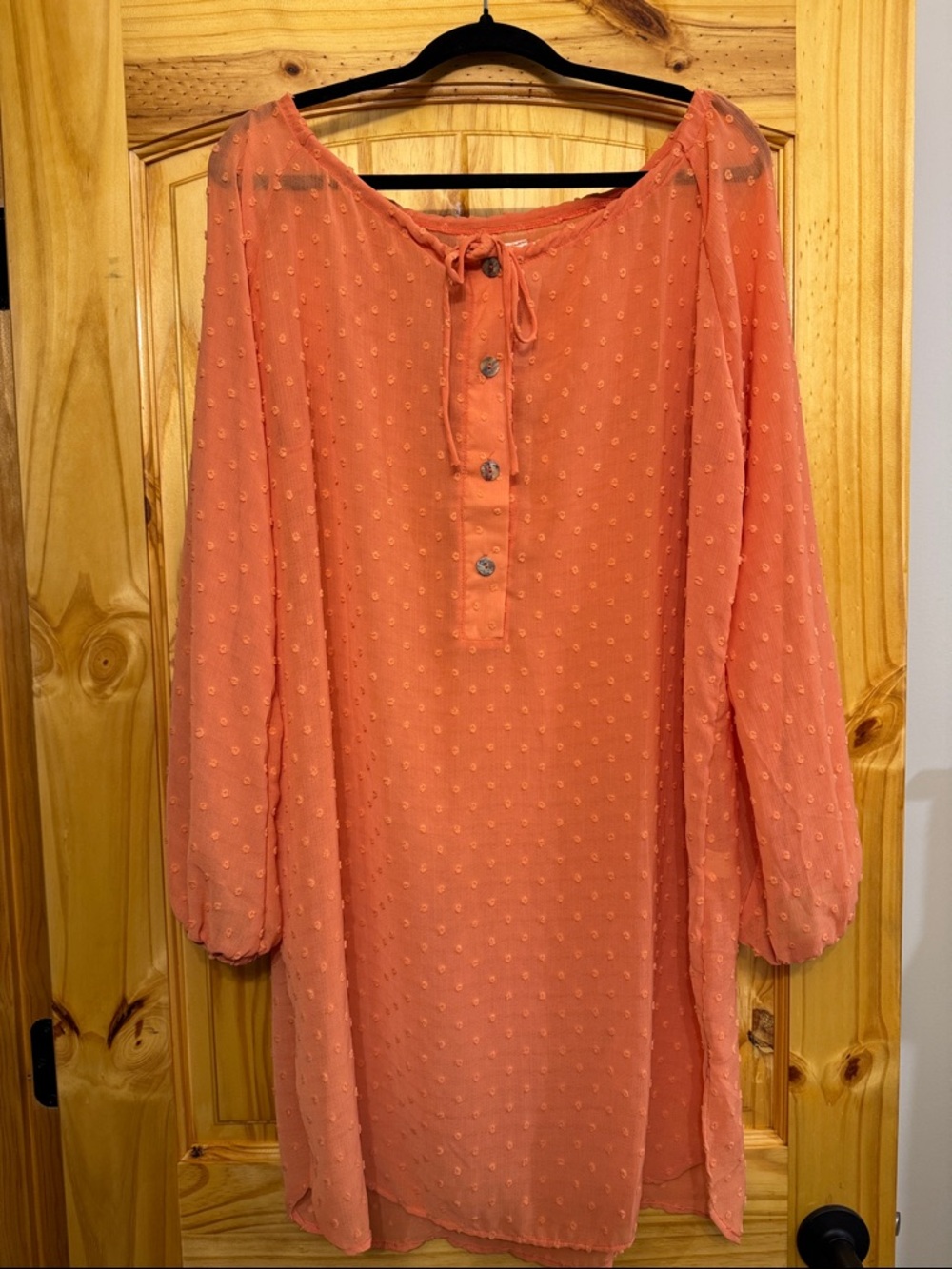Blumin Coral Swiss Dot sheer dress small